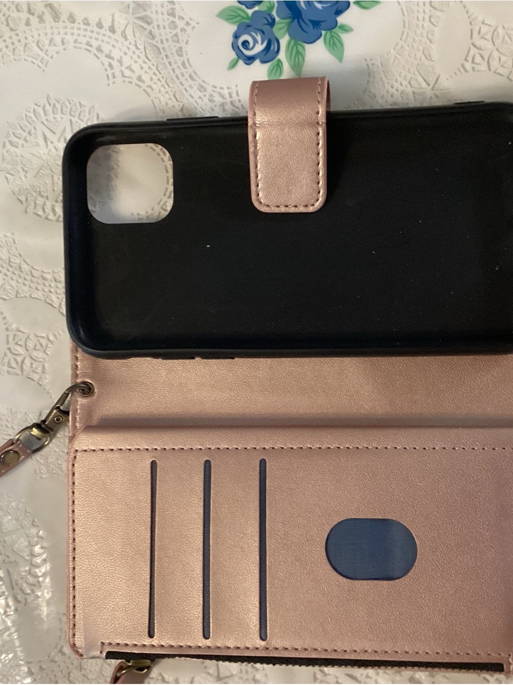 Rose Gold Wallet Phone Case Folio with Card Slots